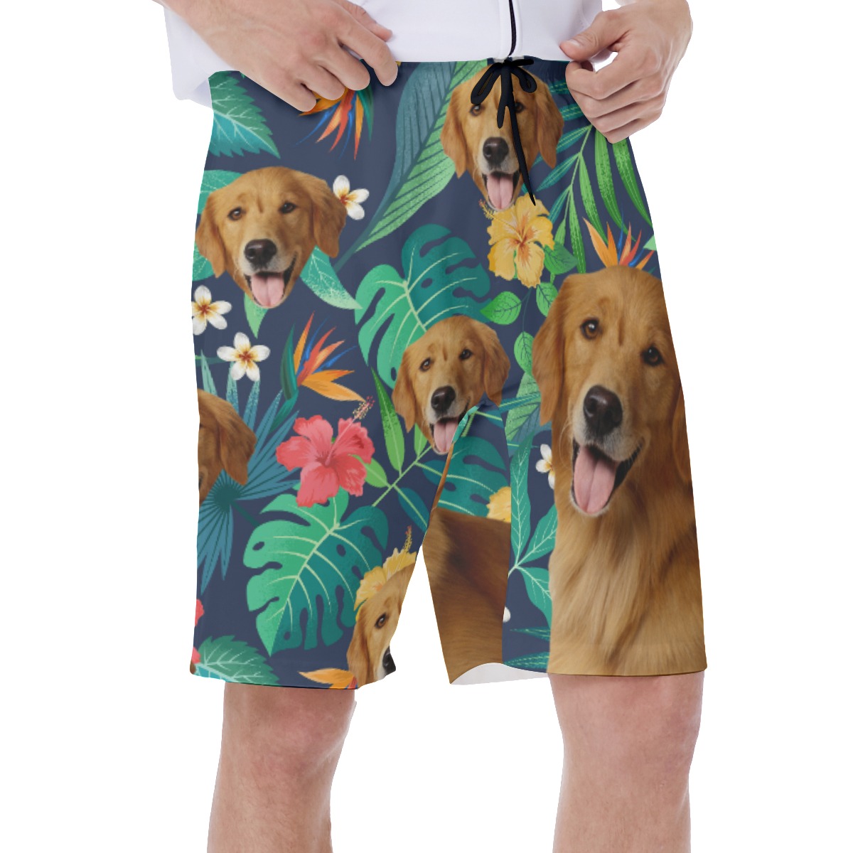 Custom Tropical Beach Shorts With Dog Face