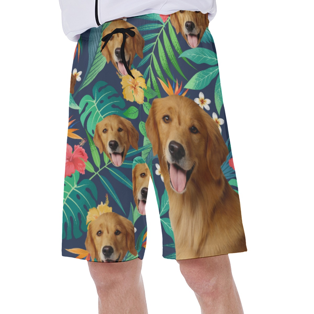 Custom Tropical Beach Shorts With Dog Face