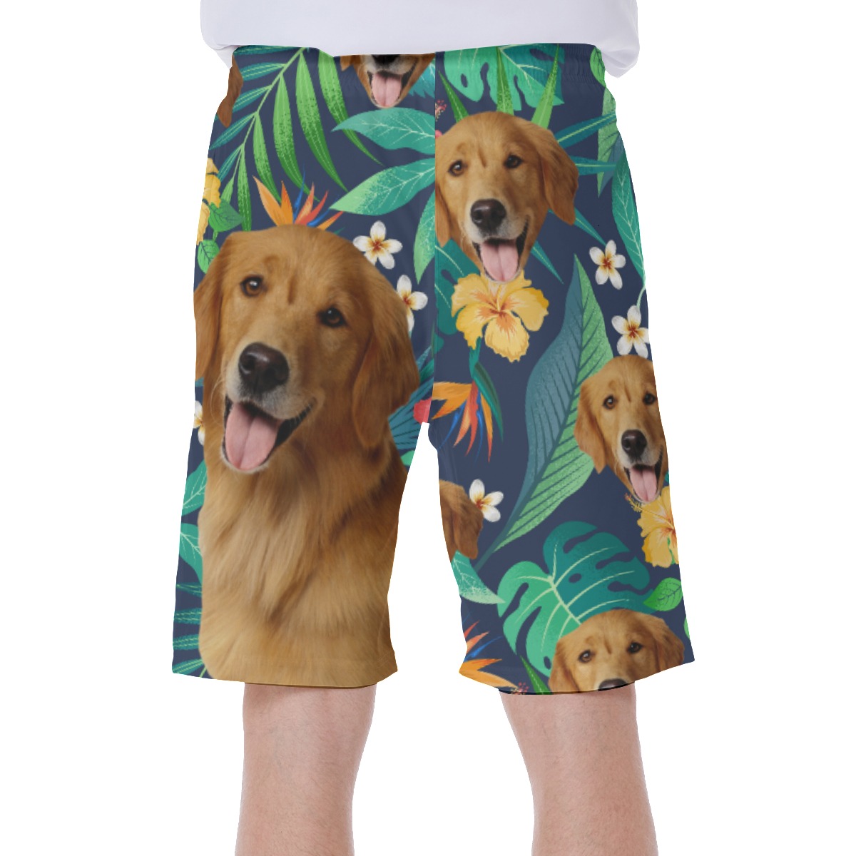 Custom Tropical Beach Shorts With Dog Face