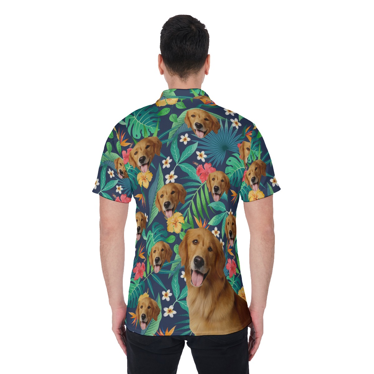 Custom Tropical Polo Shirt With Dog Face