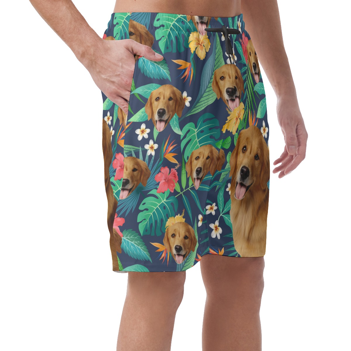 Custom Tropical Hawaiian Shorts With Dog Face