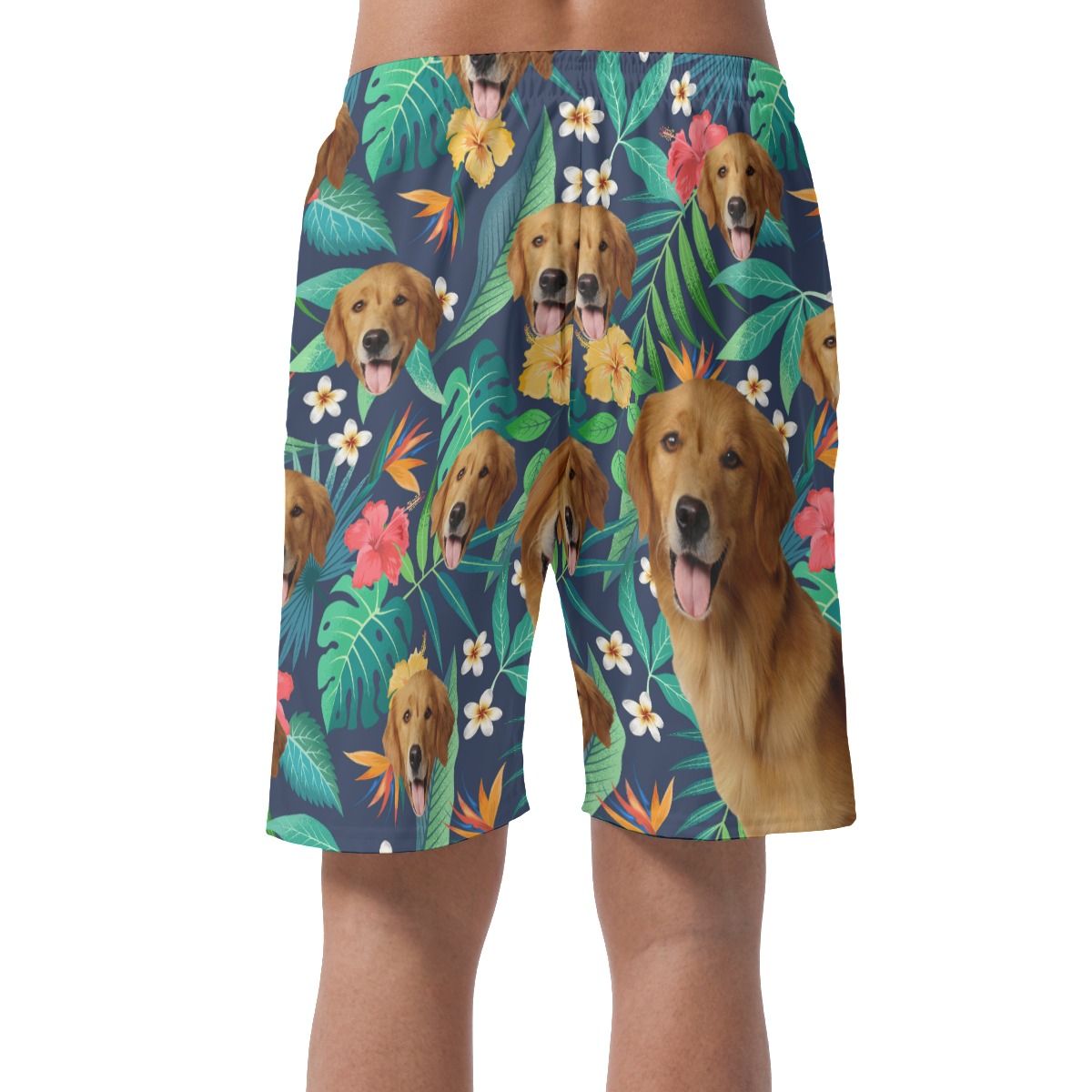 Custom Tropical Hawaiian Shorts With Dog Face