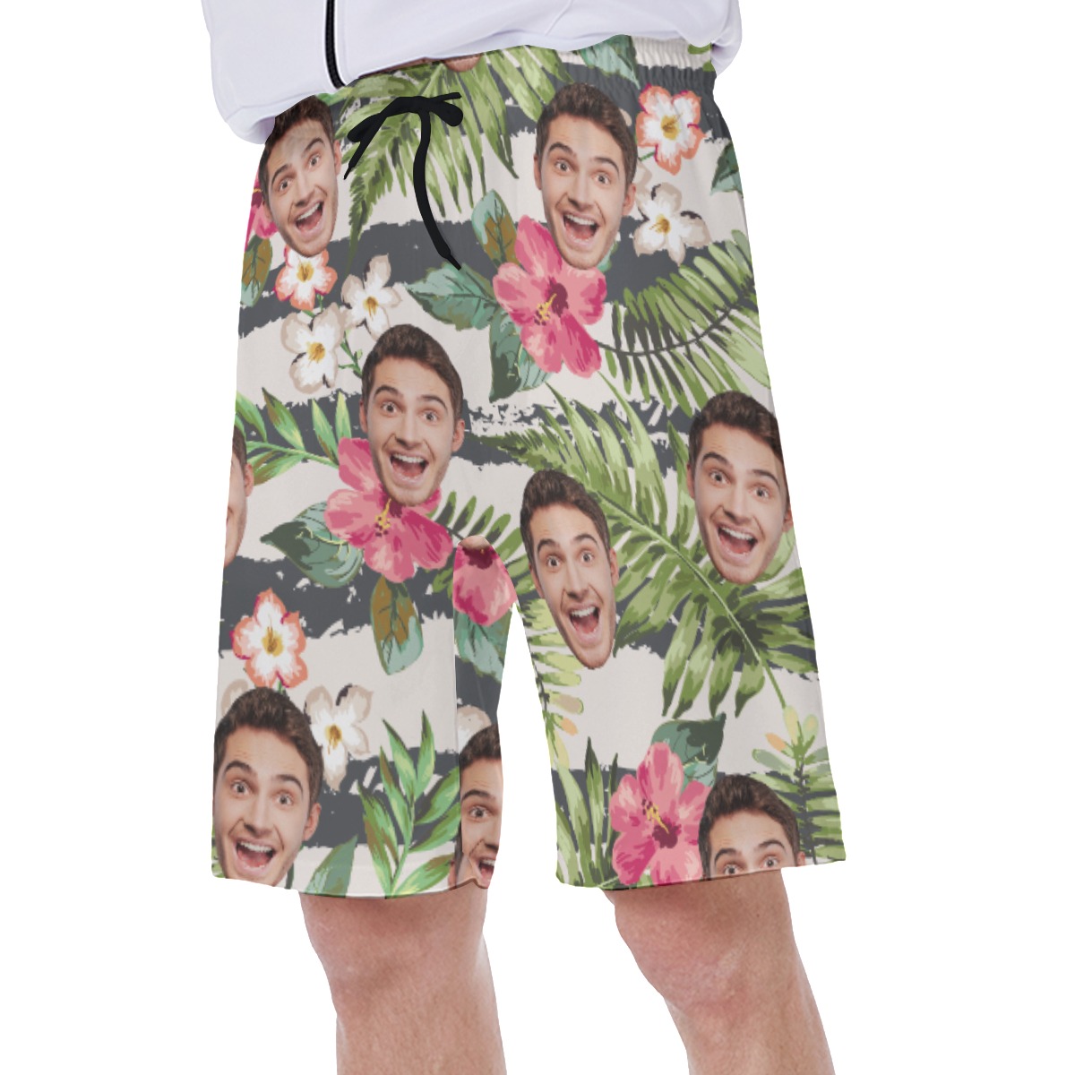 Floral Sports Team Custom Hawaiian Swim Trunks For Men