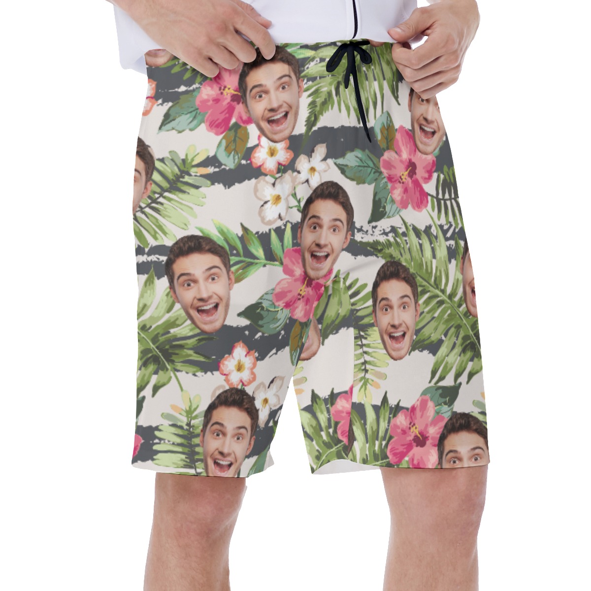 Floral Sports Team Custom Hawaiian Swim Trunks For Men