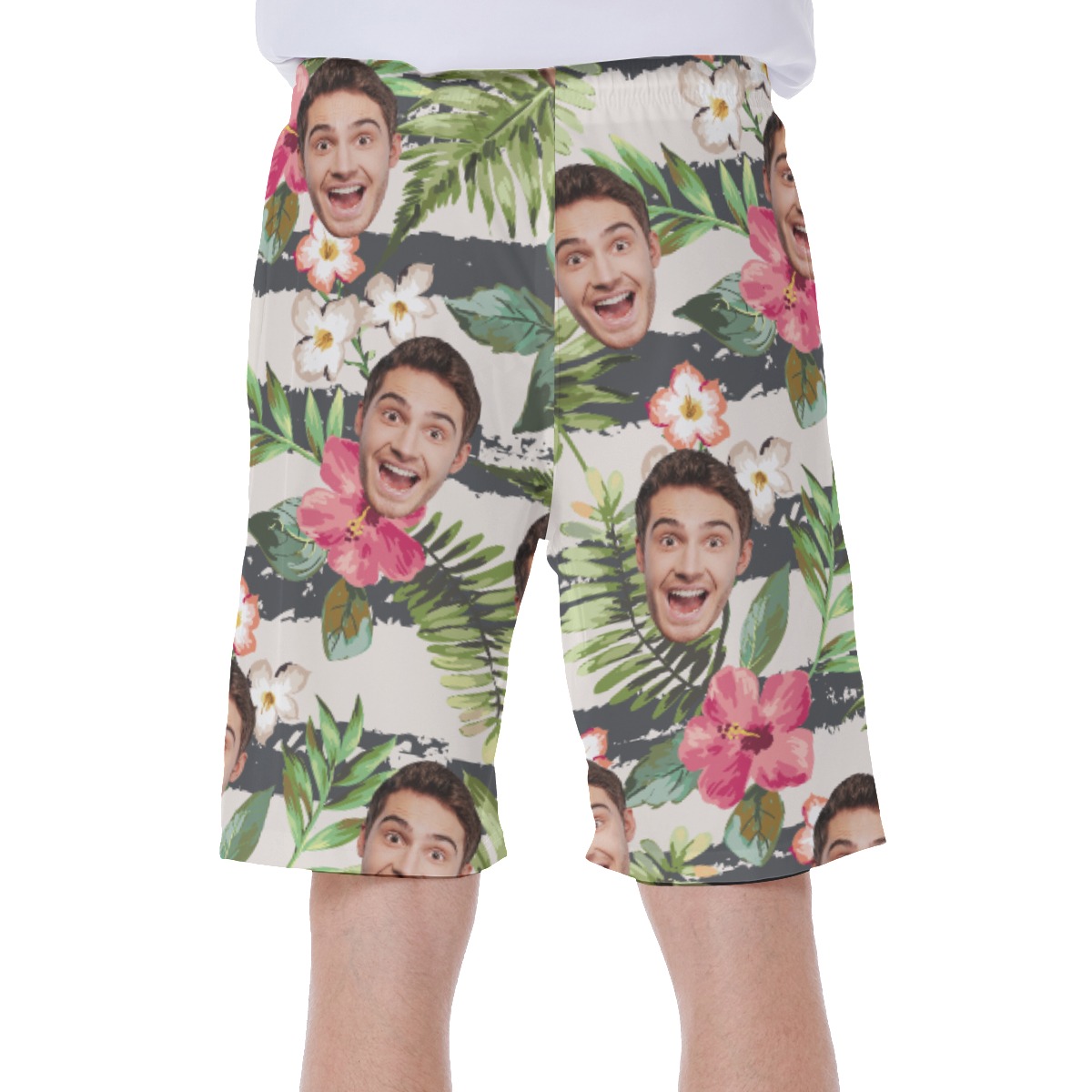 Floral Sports Team Custom Hawaiian Swim Trunks For Men