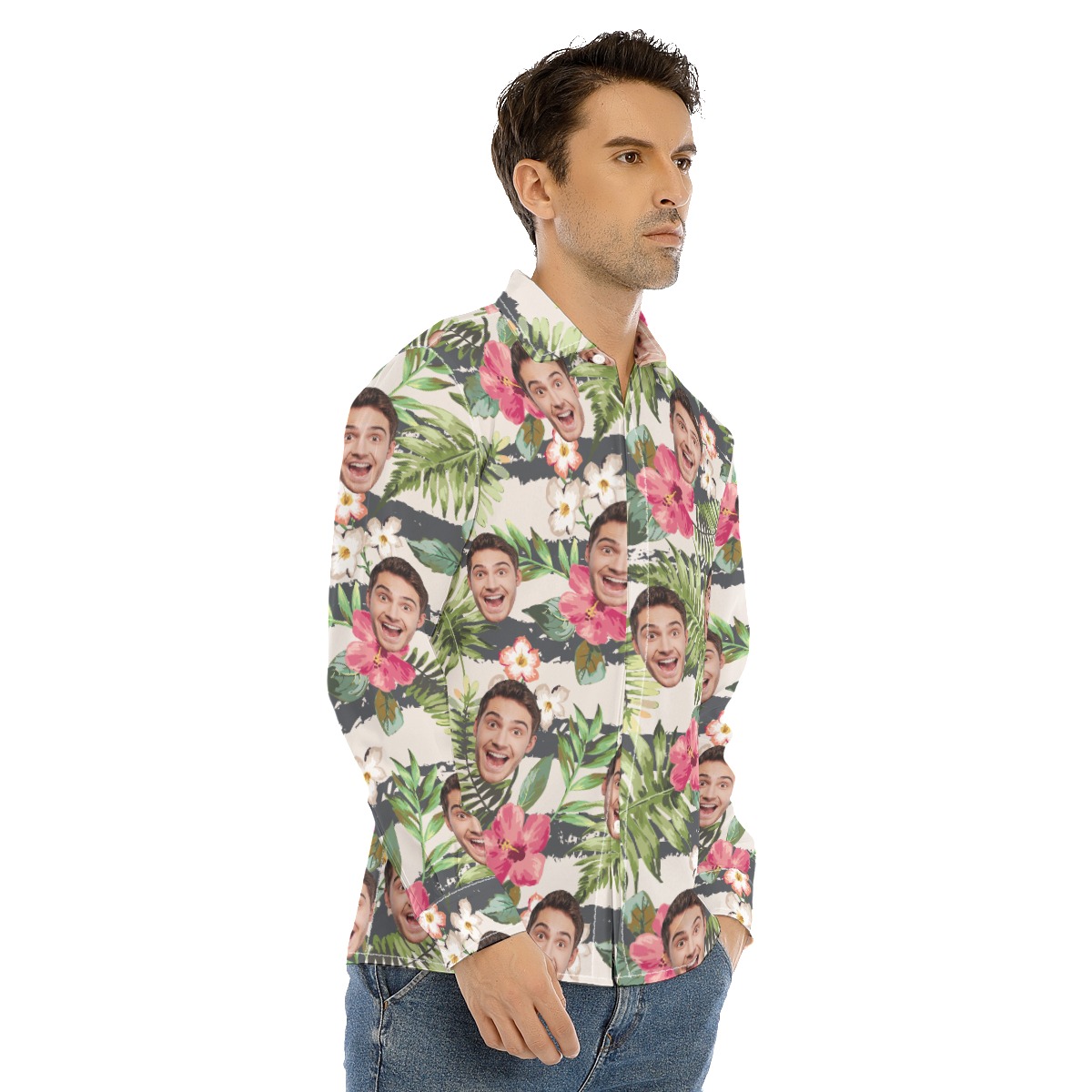 Men's Sports Team Custom Unique Long Sleeve Hawaiian Shirt