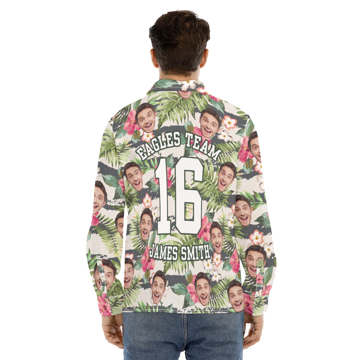 Men's Sports Team Custom Unique Long Sleeve Hawaiian Shirt