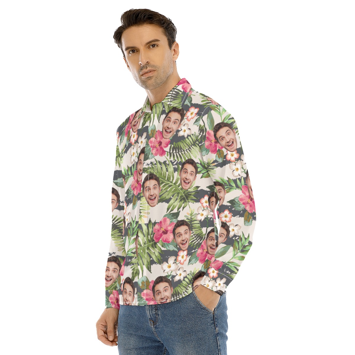 Men's Sports Team Custom Unique Long Sleeve Hawaiian Shirt