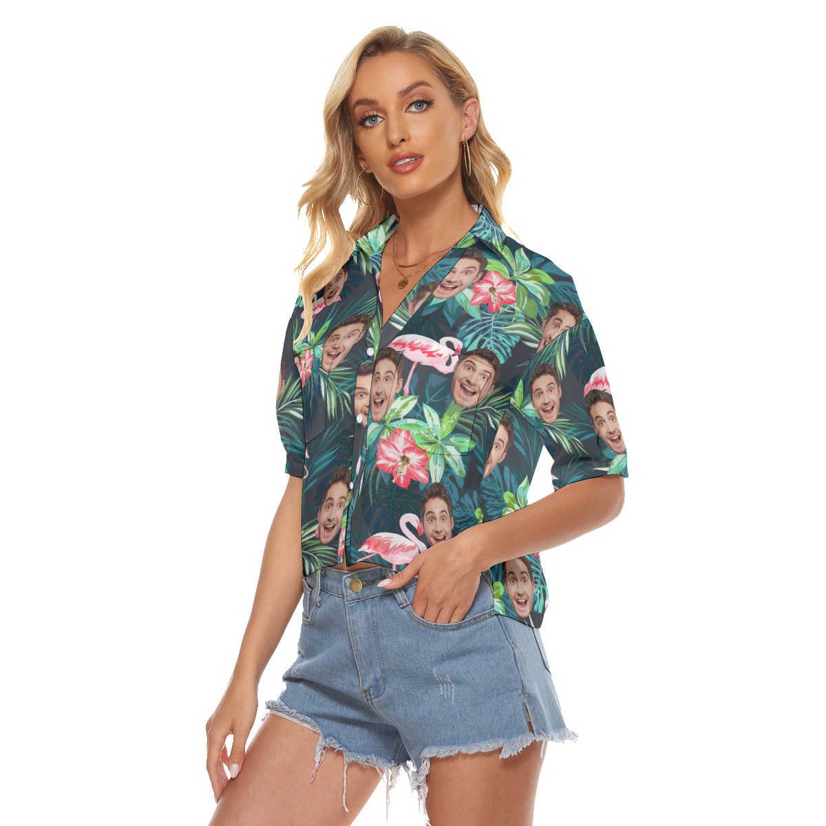 Sports Team Custom Cropped Hawaiian Shirt For Women