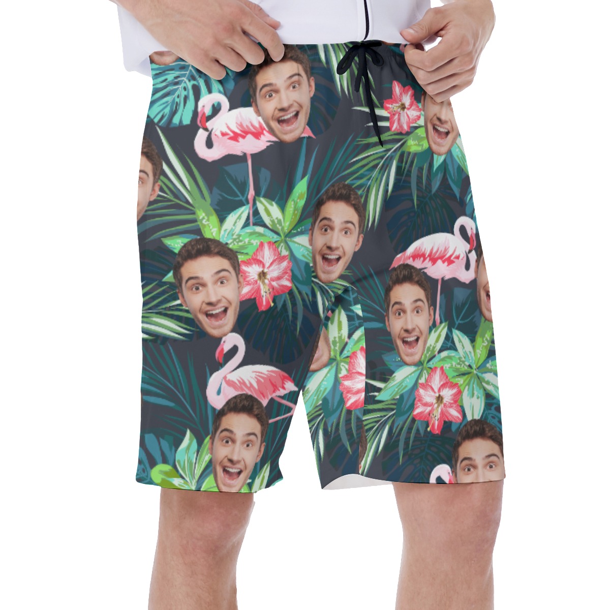 Men's Sports Team Custom Logo Hawaiian Swim Trunks