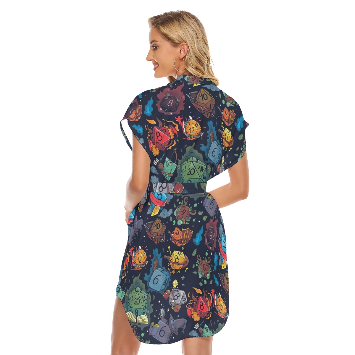 Dnd Dice Short Dress With Belt