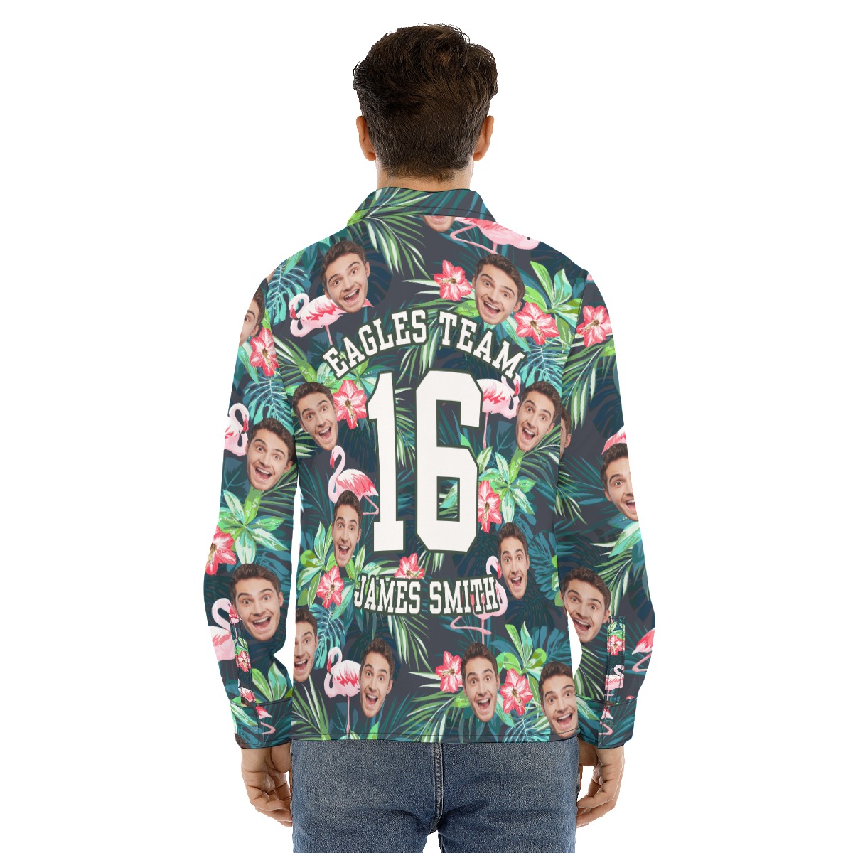 Men's Sports Team Custom Floral Long Sleeve Hawaiian Shirt