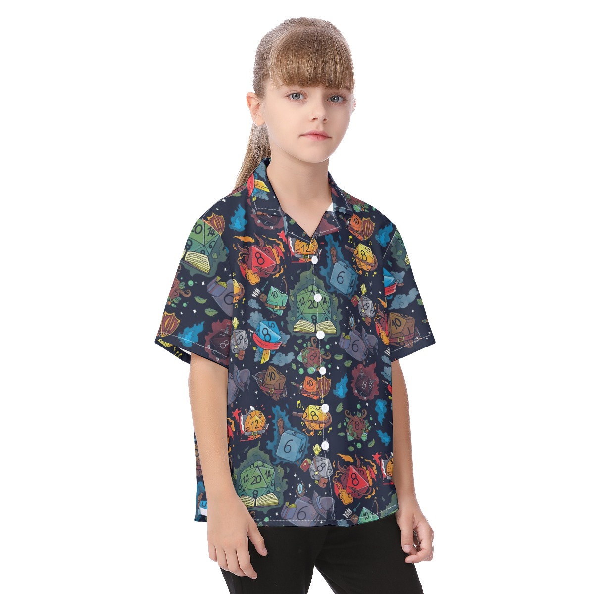 Dnd Dice Button Up Shirt For Kids