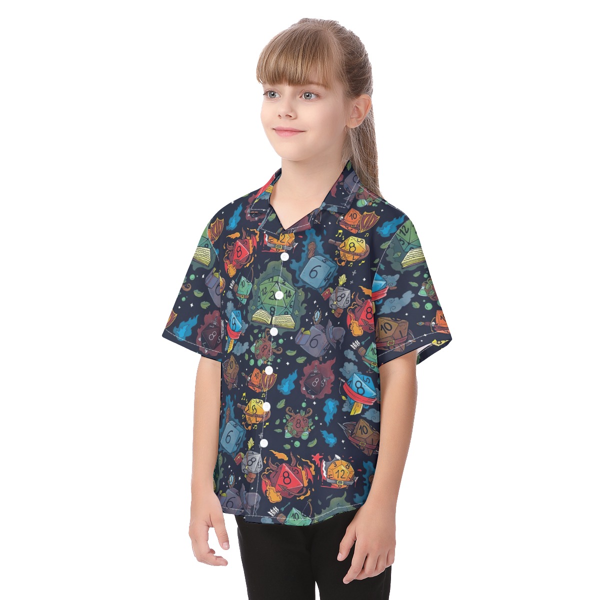 Dnd Dice Button Up Shirt For Kids