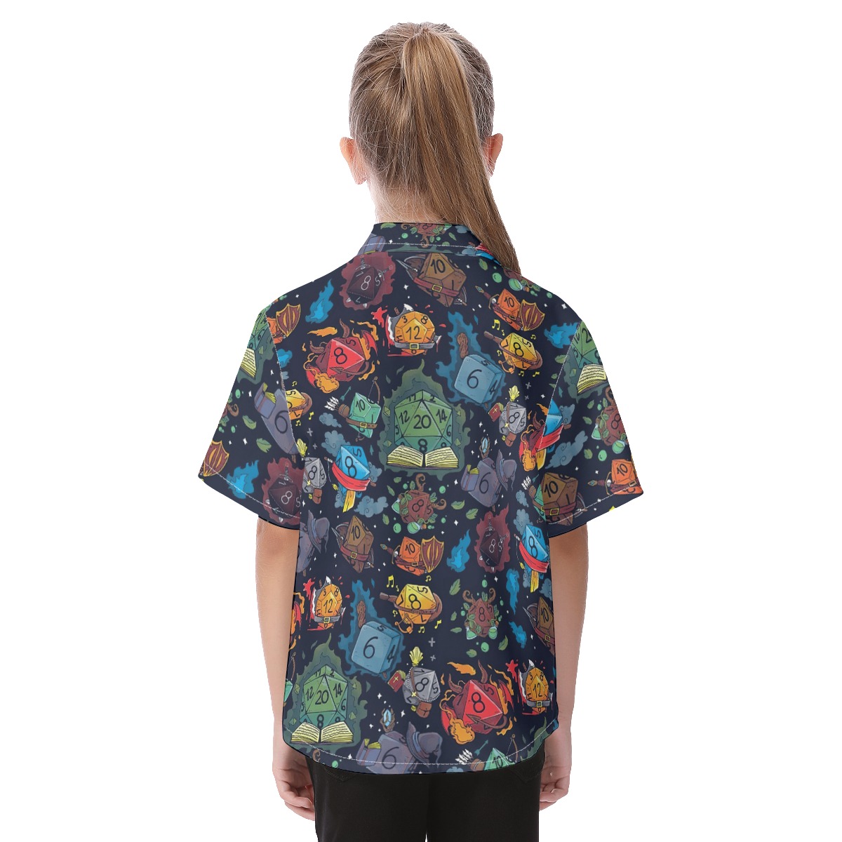 Dnd Dice Button Up Shirt For Kids