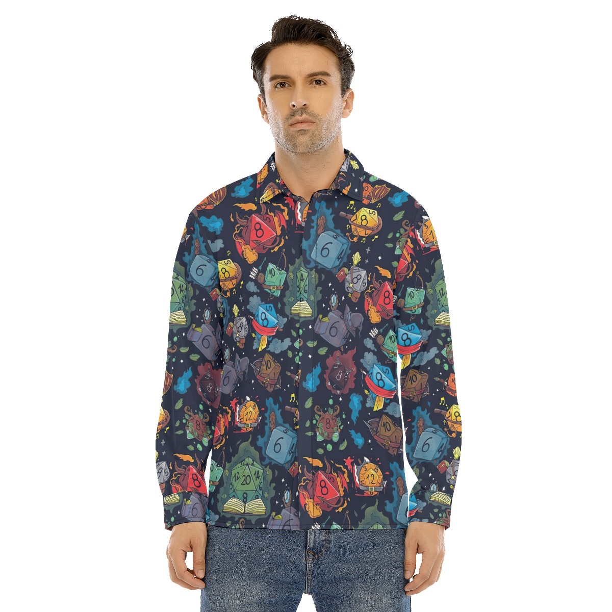DND Dice Men's Long Sleeve Hawaiian Shirt - variant image 1