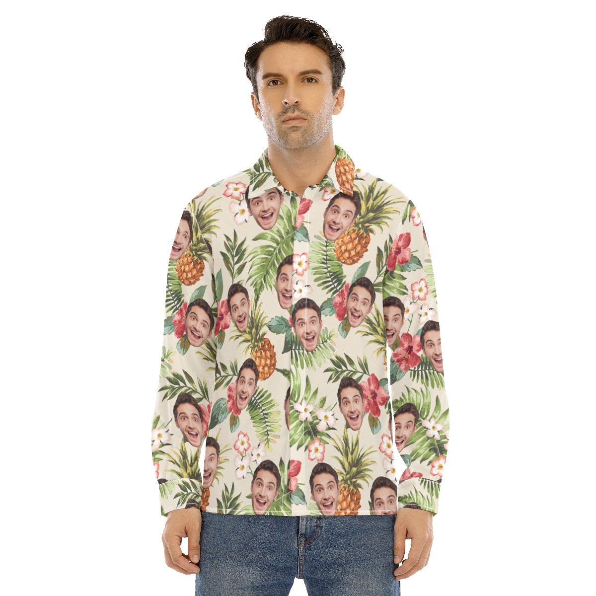 Men's Sports Team Custom Long Sleeve Hawaiian Shirt - variant image 1