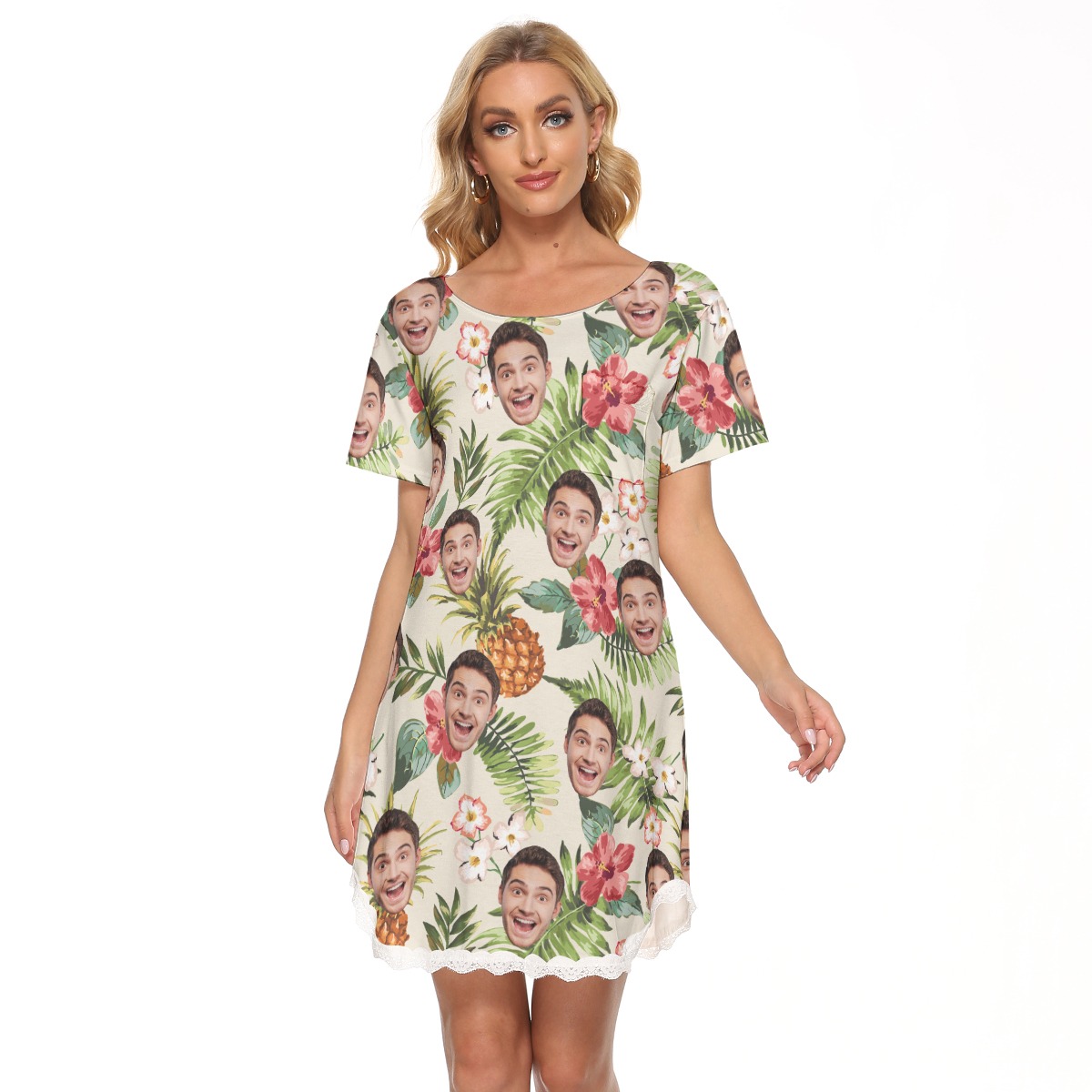 Women's Unique Sports Team Custom Hawaiian Lace Dress - variant image 1
