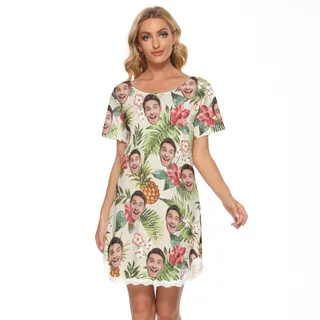 Women's Unique Sports Team Custom Hawaiian Lace Dress