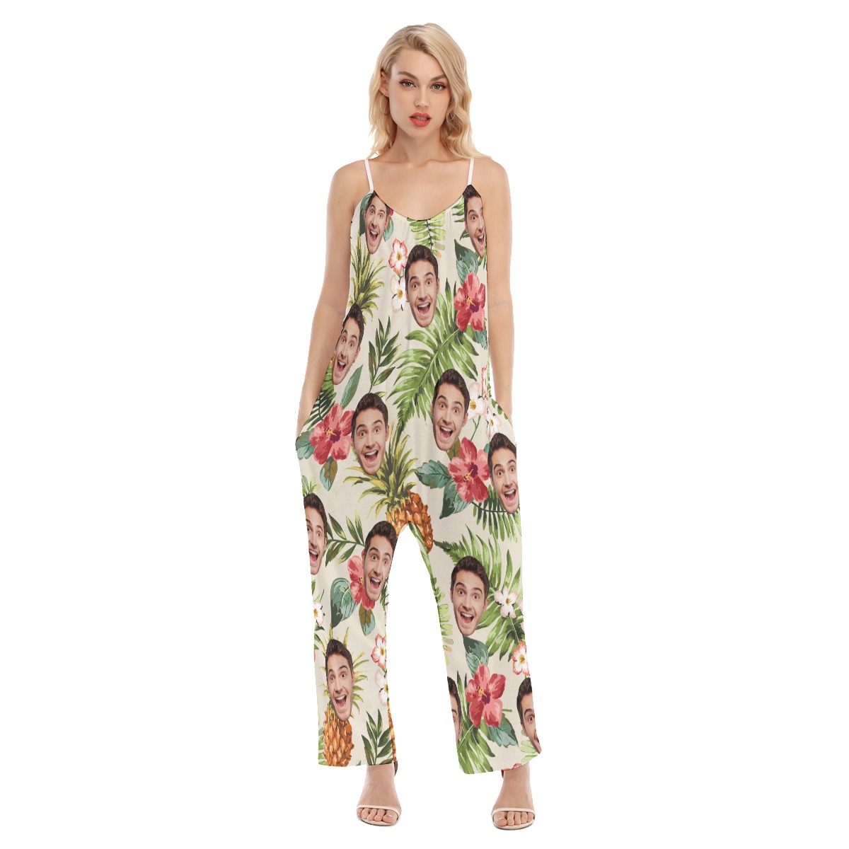 Sports Name Custom Floral Women's Hawaiian Jumpsuit - variant image 1