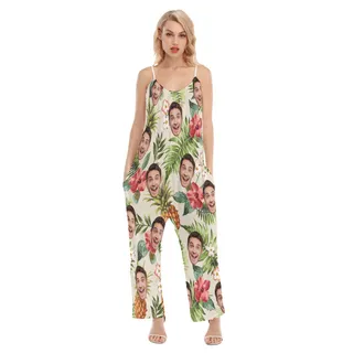 Sports Name Custom Floral Women's Hawaiian Jumpsuit