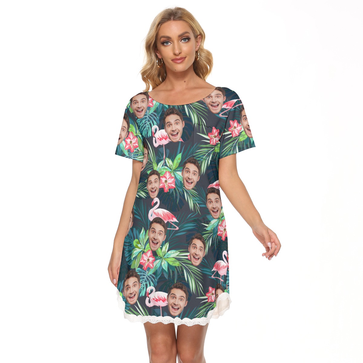 Women's Custom Sports Team Floral Hawaiian Lace Dress - variant image 1