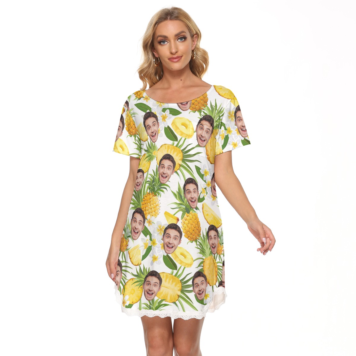 Sports Team Custom Logo Hawaiian Lace Dress For Women - variant image 1