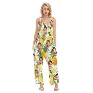 Sports Name Custom Face Women's Hawaiian Jumpsuit