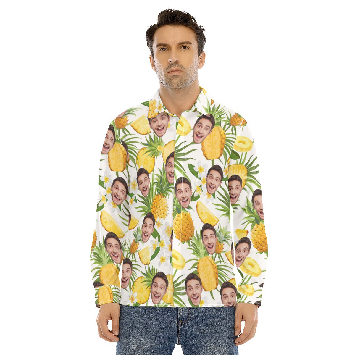 Men's Sports Team Custom Name Long Sleeve Hawaiian Shirt - variant image 1