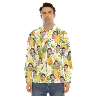 Men's Sports Team Custom Name Long Sleeve Hawaiian Shirt