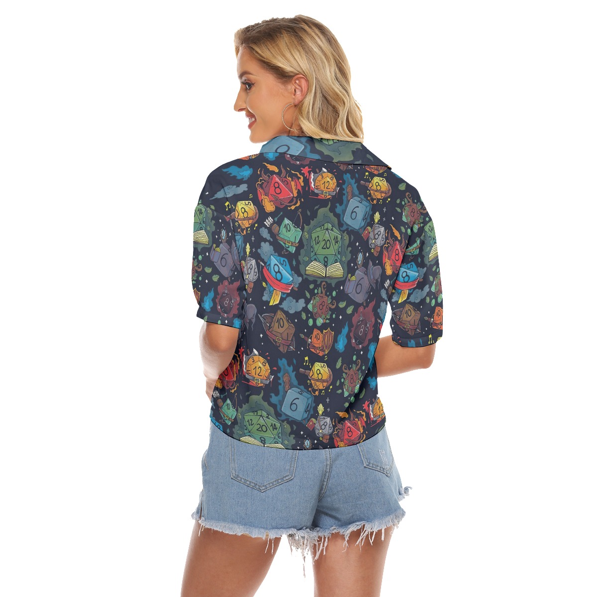 Dnd Dice Hawaiian Cropped Shirt