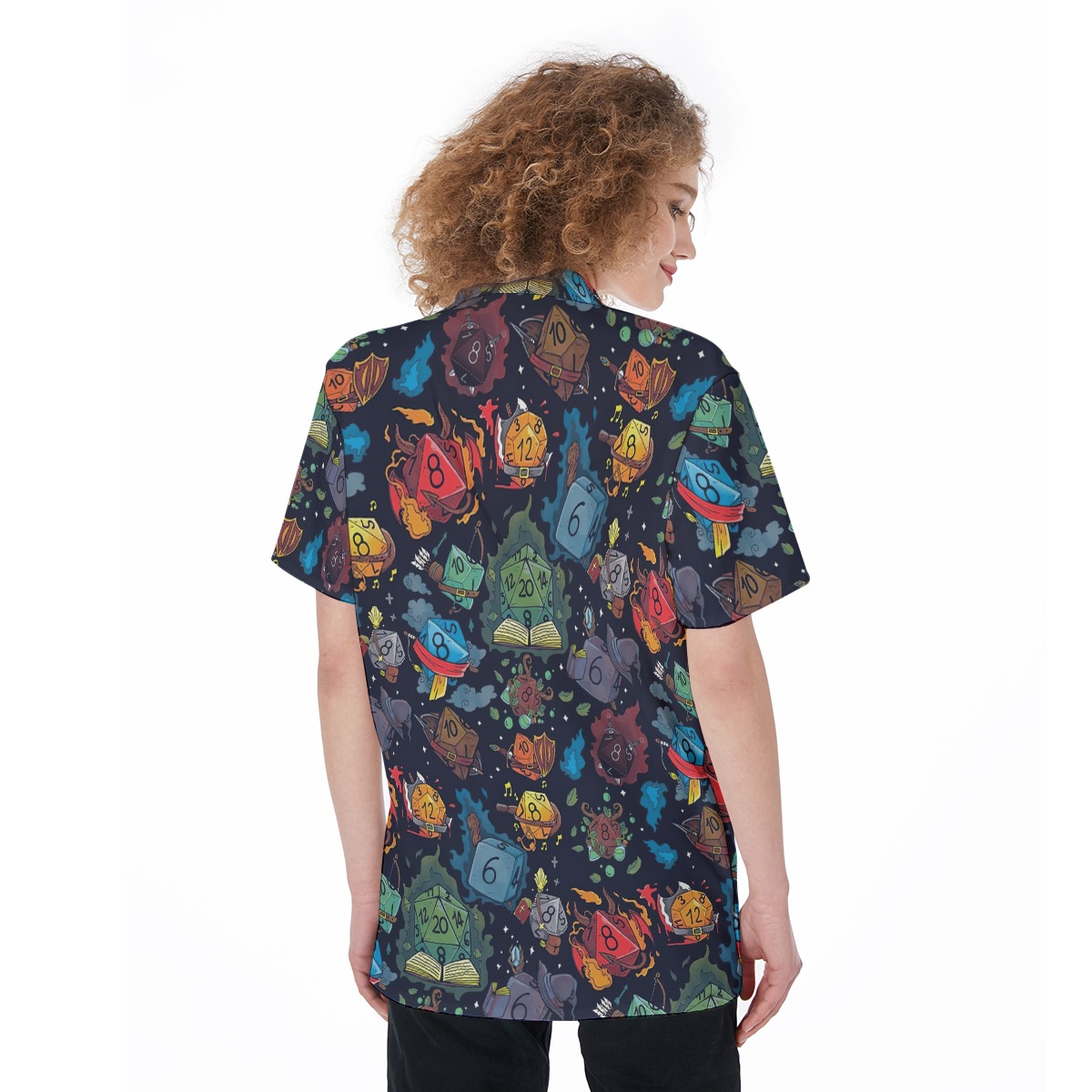 Dnd Dice Button Up Shirt For Women