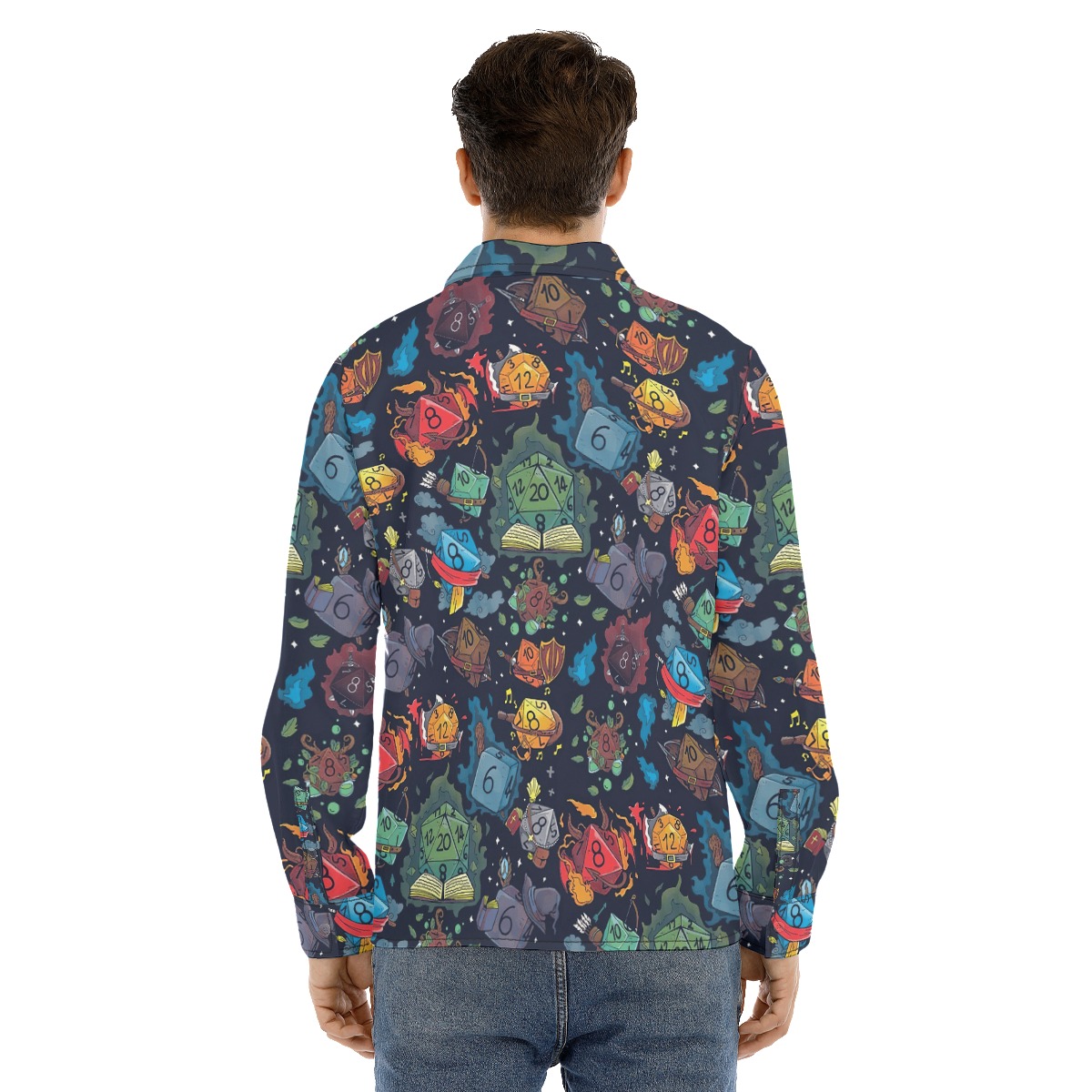 DND Dice Men's Long Sleeve Hawaiian Shirt