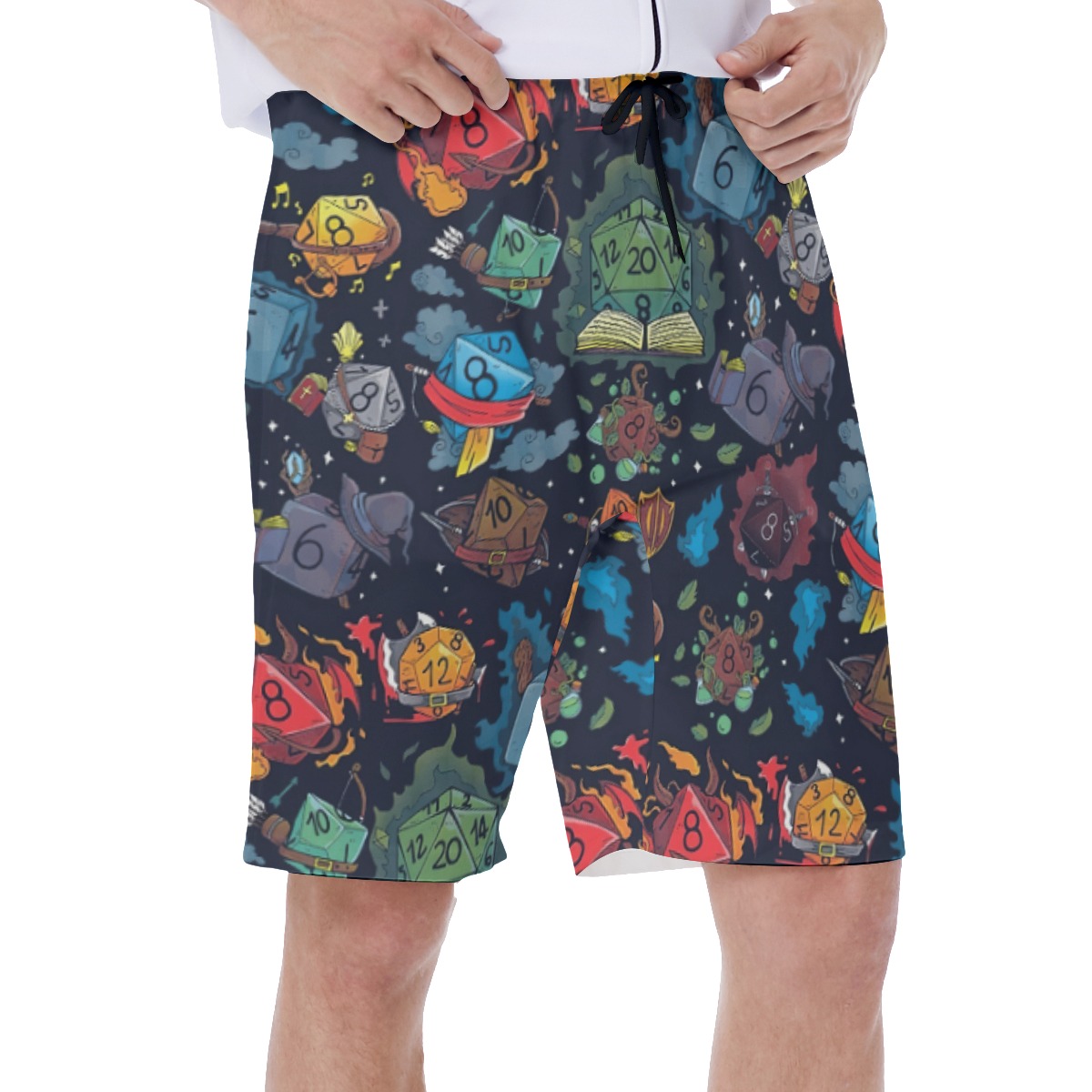 DND Dice Themed Beach Shorts For Men