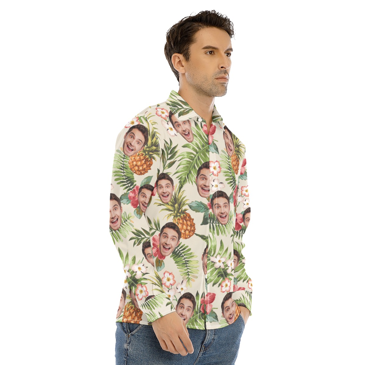 Men's Sports Team Custom Long Sleeve Hawaiian Shirt