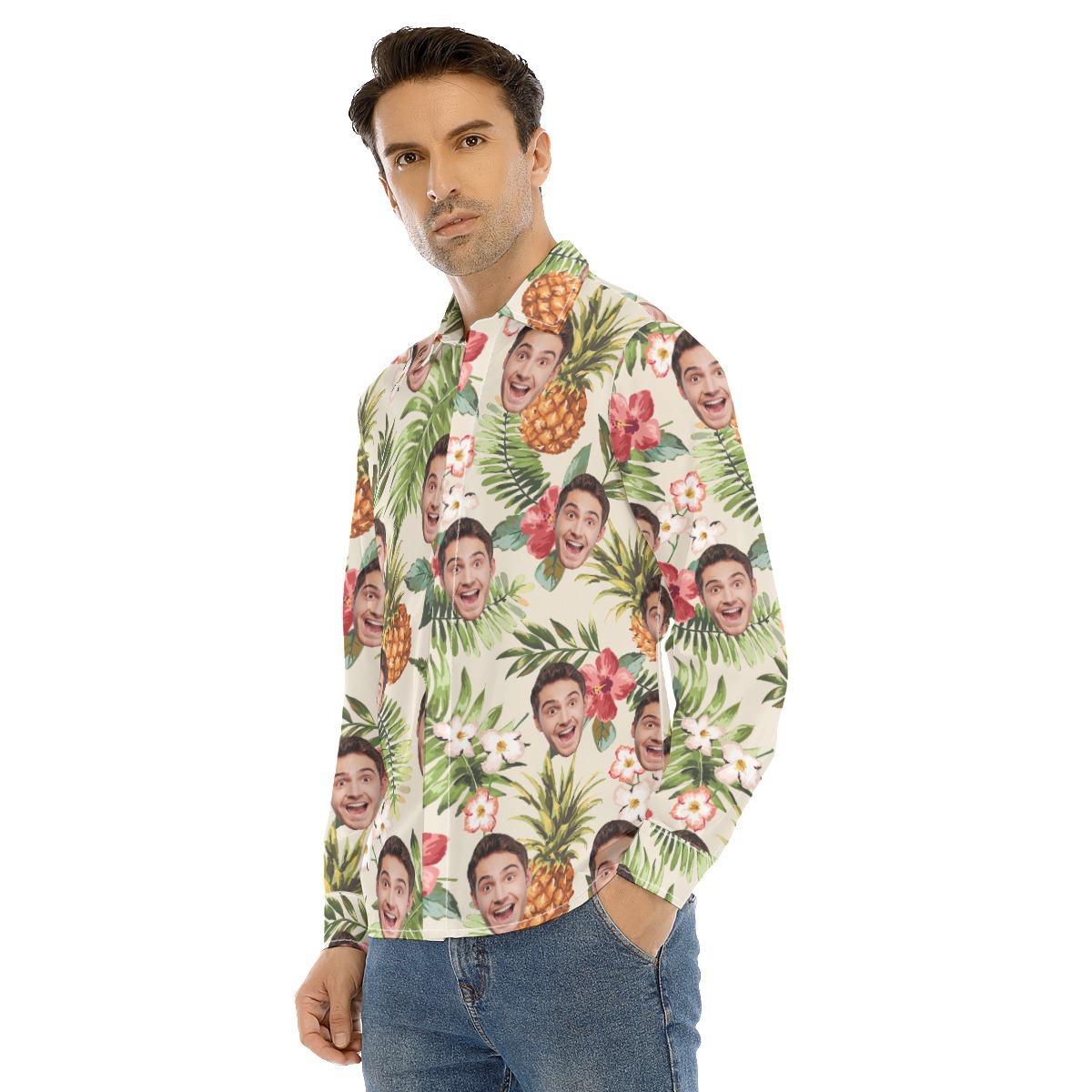 Men's Sports Team Custom Long Sleeve Hawaiian Shirt