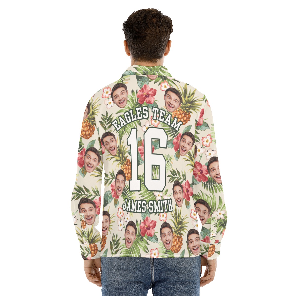 Men's Sports Team Custom Long Sleeve Hawaiian Shirt