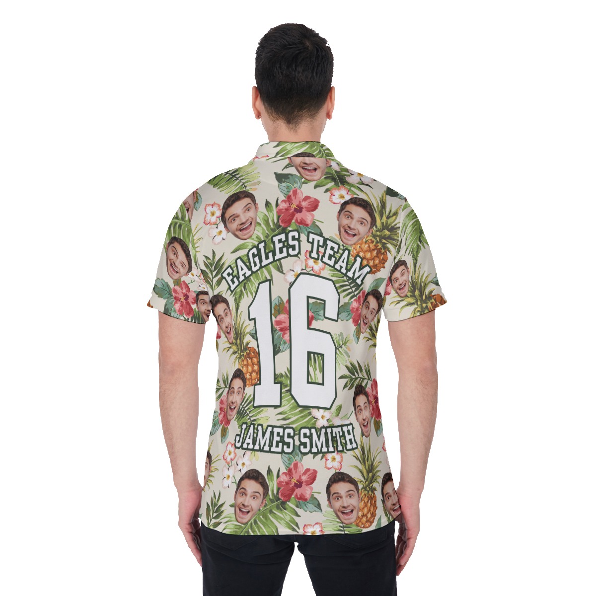 Men's Sports Team Custom Name Polo Hawaiian Shirt