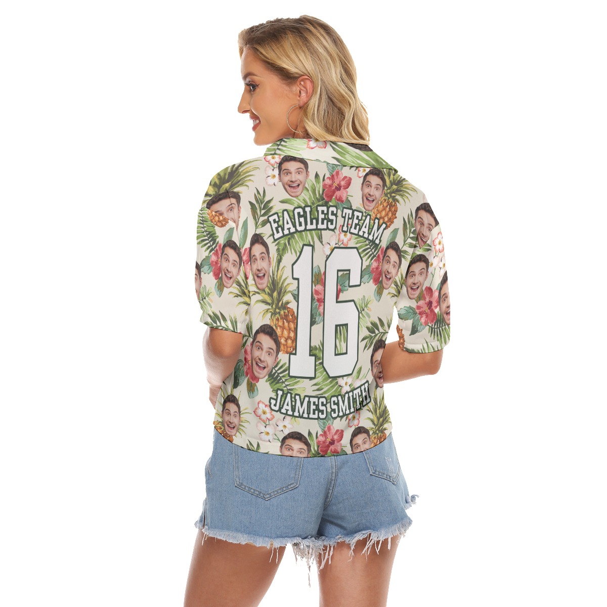 Sports Team Custom Logo Cropped Hawaiian Shirt For Women