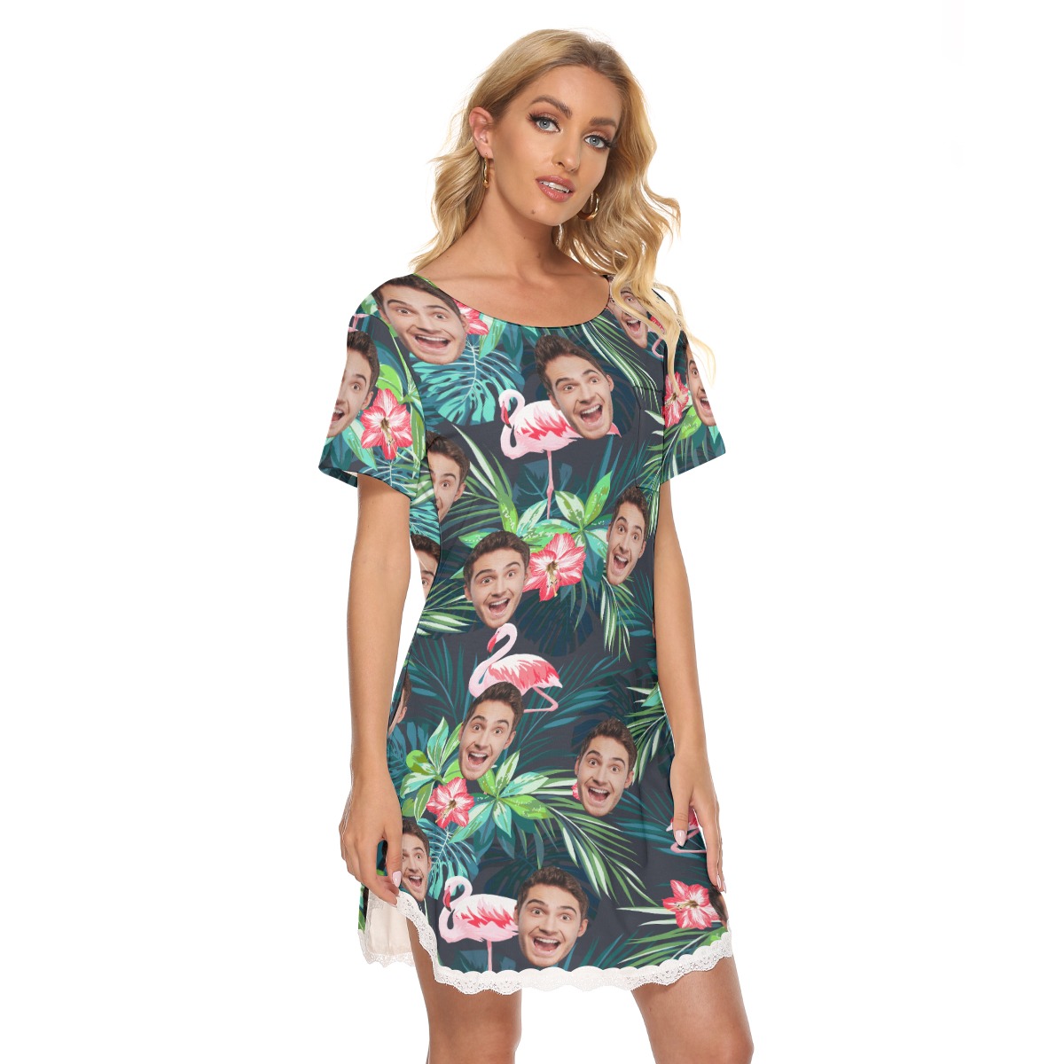 Women's Custom Sports Team Floral Hawaiian Lace Dress