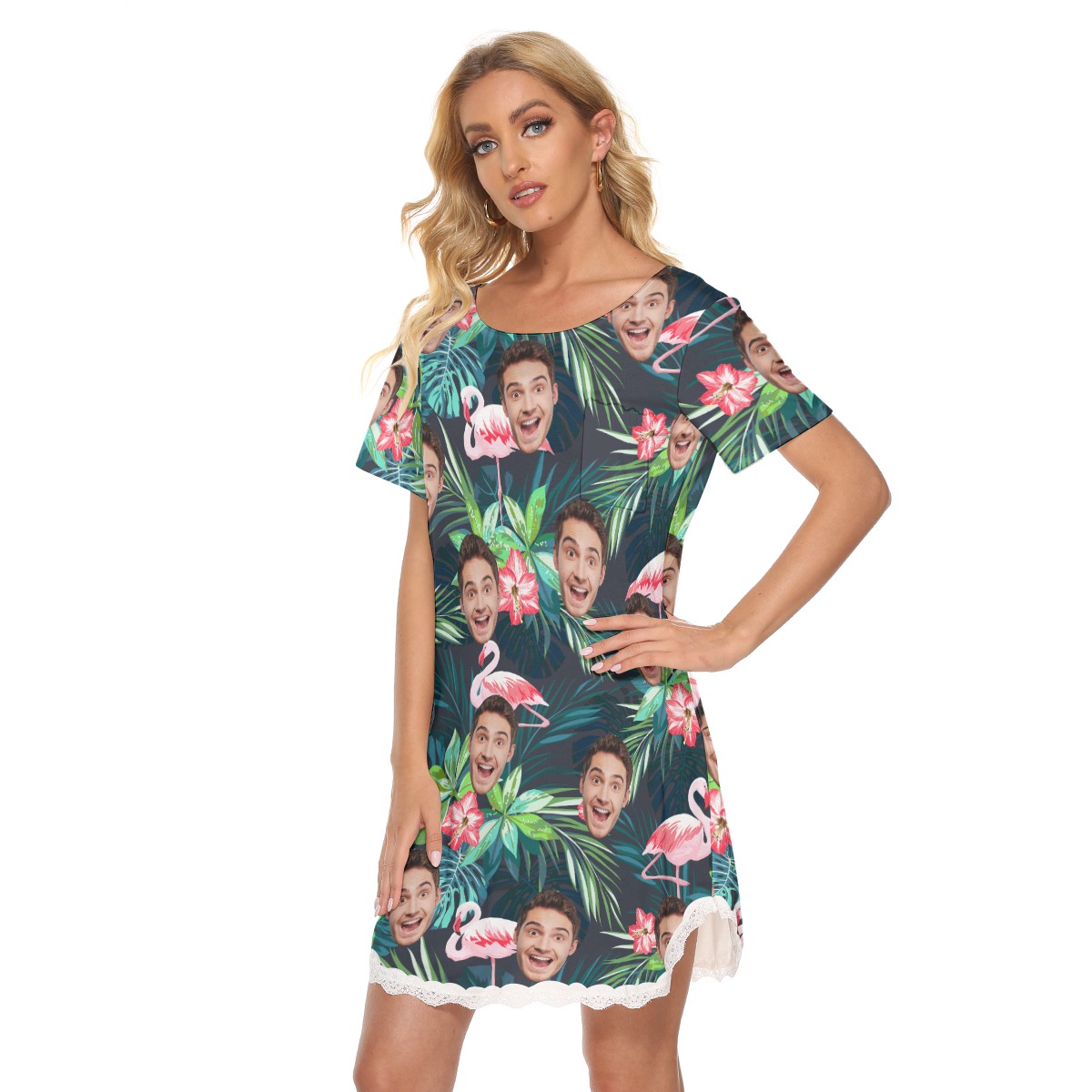 Women's Custom Sports Team Floral Hawaiian Lace Dress