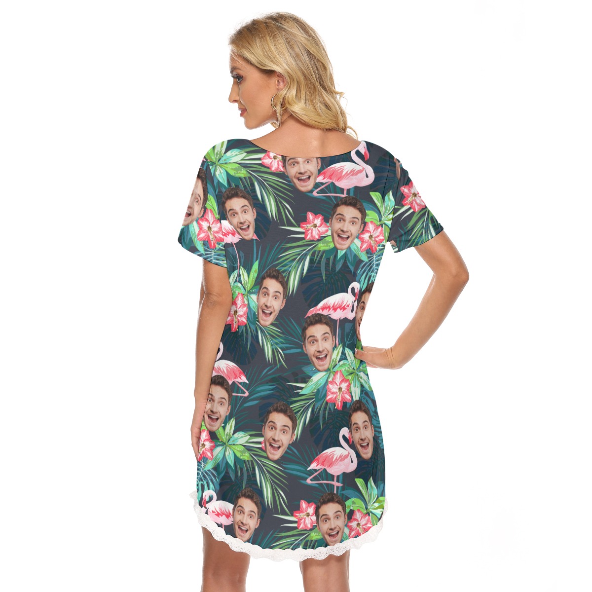 Women's Custom Sports Team Floral Hawaiian Lace Dress