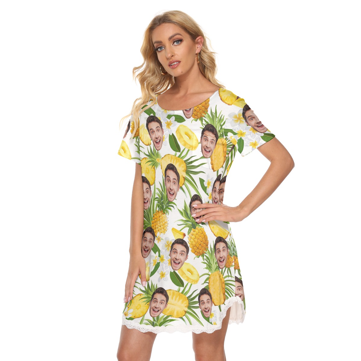 Sports Team Custom Logo Hawaiian Lace Dress For Women