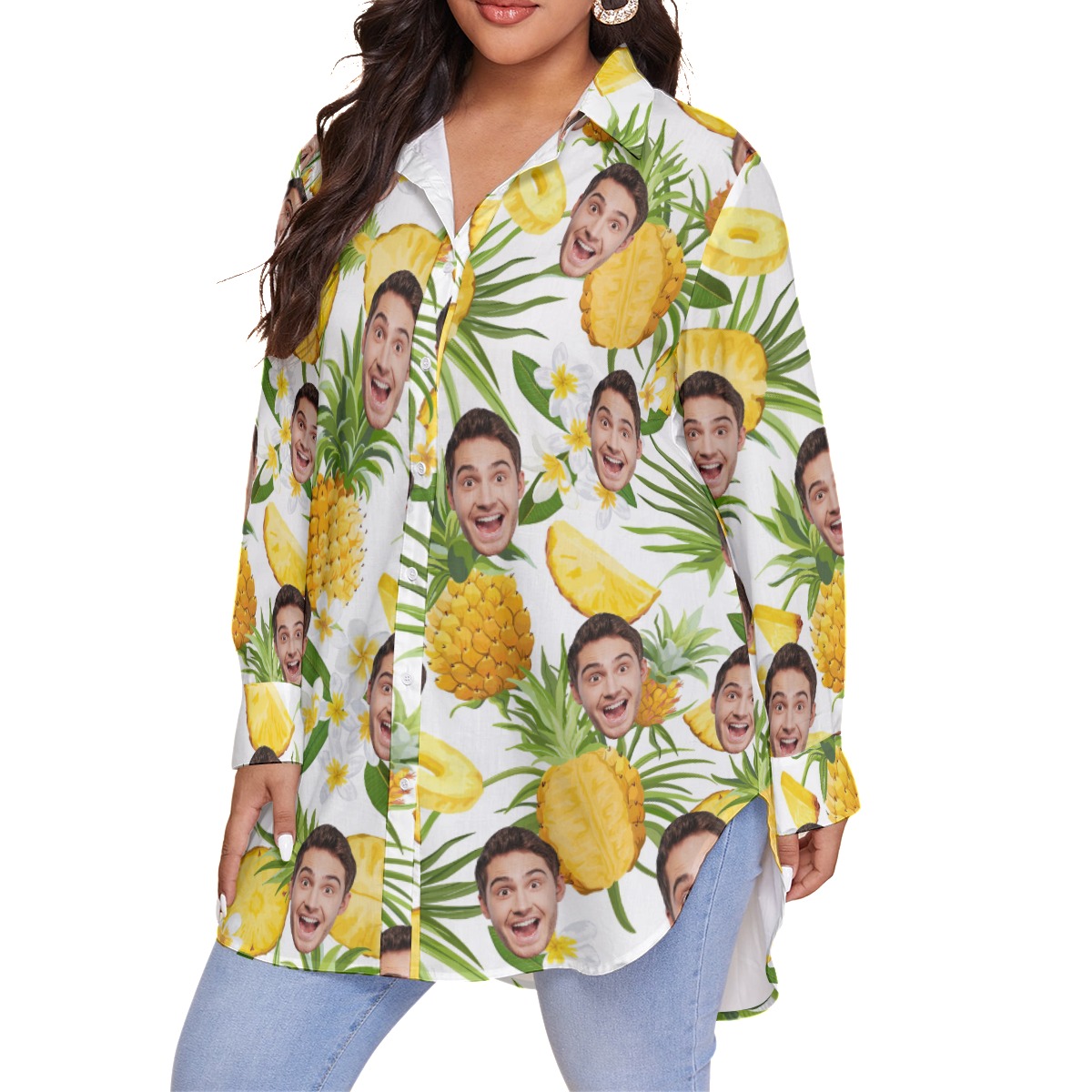 Sports Team Custom Face Plus Size Women's Hawaiian Shirt