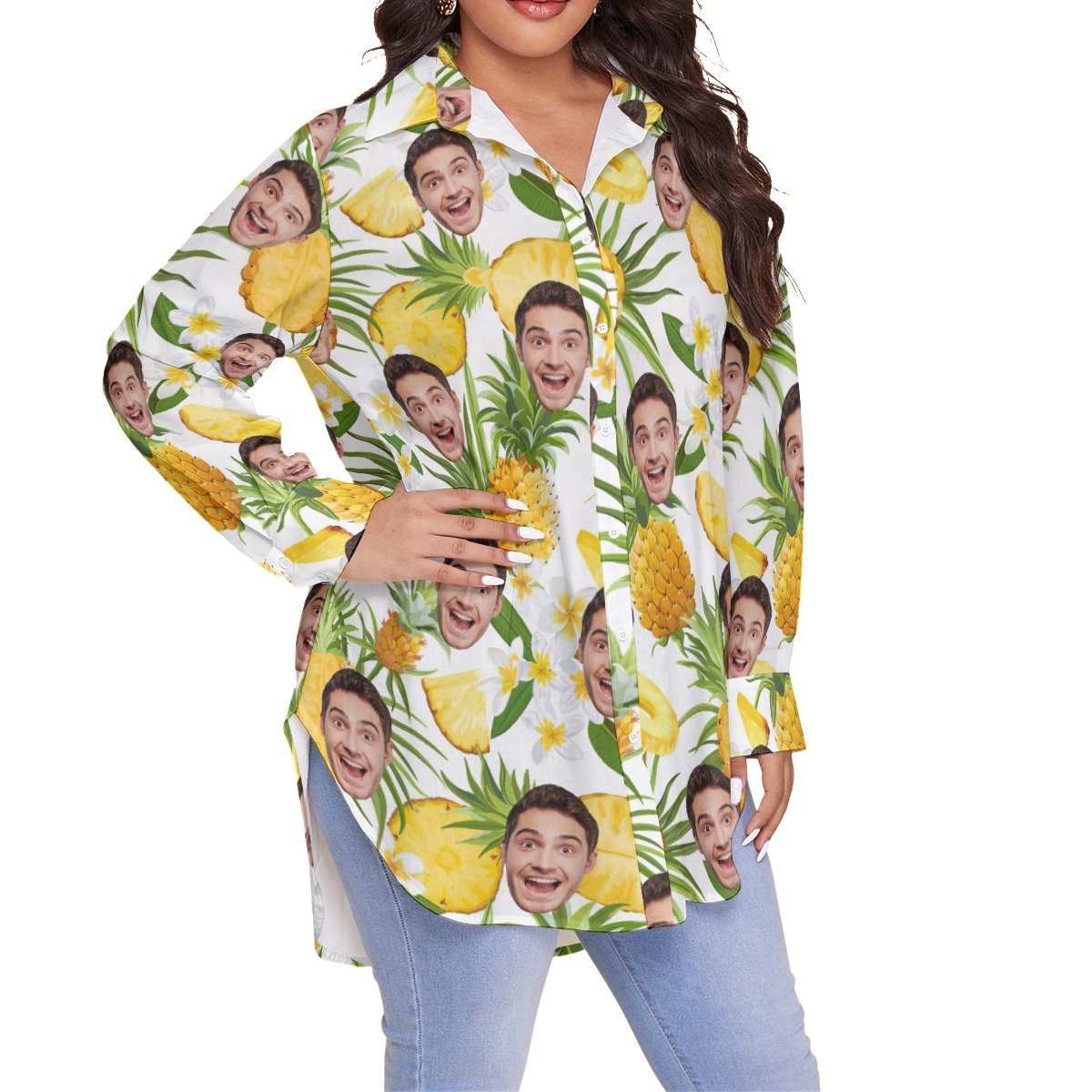 Sports Team Custom Face Plus Size Women's Hawaiian Shirt