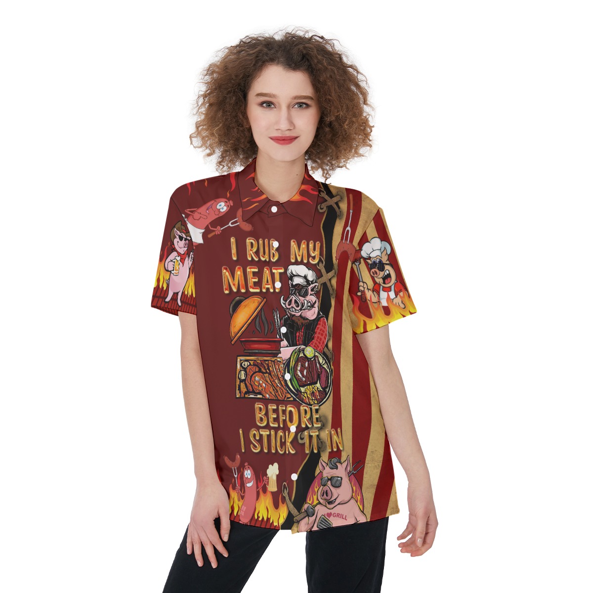 I Rub My Meat Before I Stick It In Women's Hawaiian Shirt - variant image 1