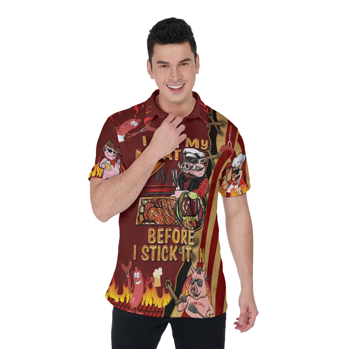 Grilling BBQ I Rub My Meat Before I Stick It In Aloha Polo Shirt - variant image 1