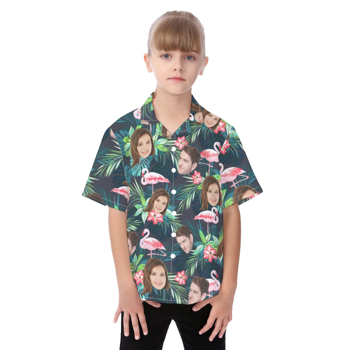 Custom Face Mix Tropical Patterns Aloha Shirt For Kids - variant image 1