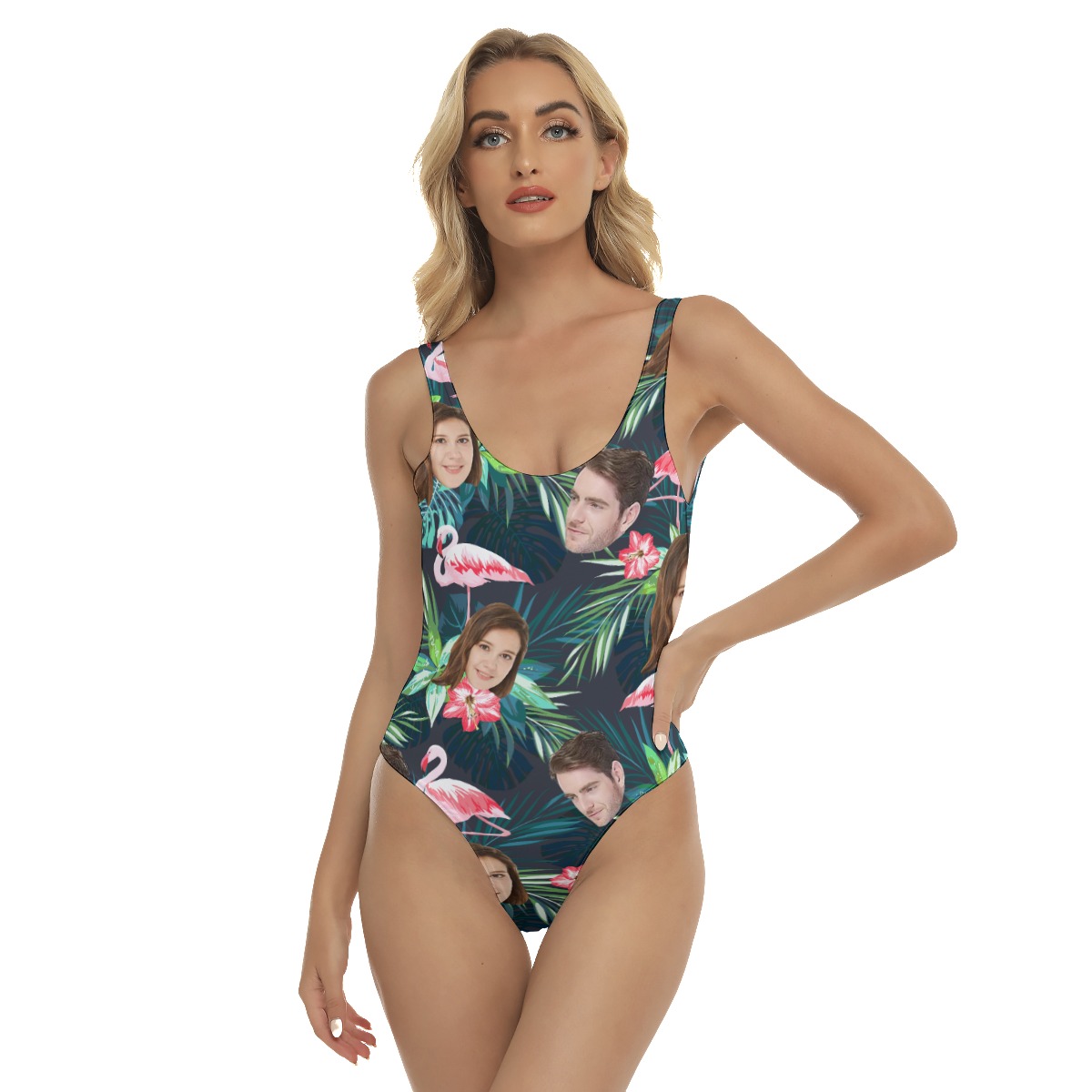 Custom Face Tropical Flamingo Hawaiian Swimsuit For Summer Vacation - variant image 1