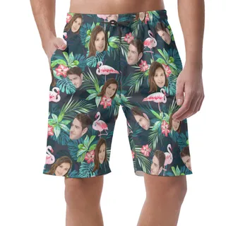Tropical Flamingo Custom Face Summer Shorts For Men